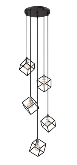 Vertical Five Light Chandelier in Matte Black / Brushed Nickel (224|4785MBBN)