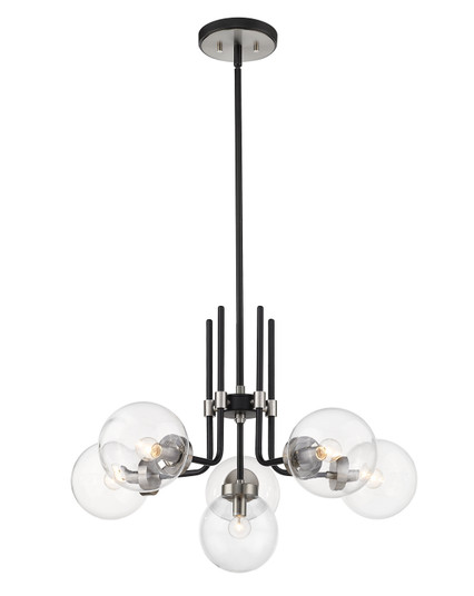Parsons Six Light Chandelier in Matte Black + Brushed Nickel (224|4776MBBN)