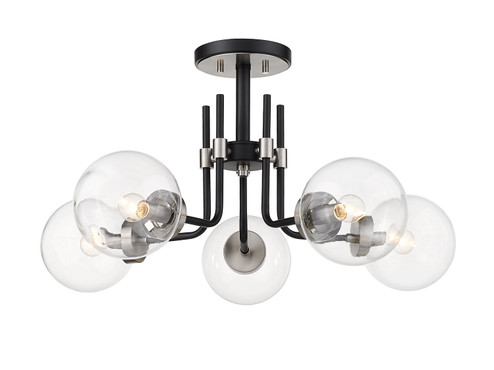 Parsons Five Light Semi Flush Mount in Matte Black / Brushed Nickel (224|4775SFMBBN)