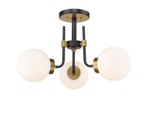 Parsons Three Light Semi Flush Mount in Matte Black / Olde Brass (224|4773SFMBOBR)