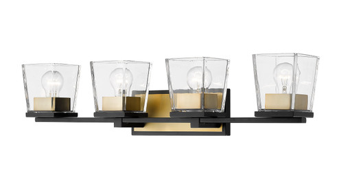 Bleeker Street Four Light Vanity in Matte Black / Olde Brass (224|4754VMBOBR)