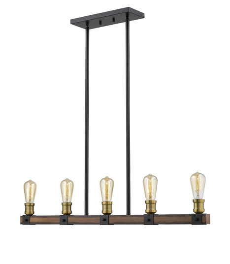 Kirkland Five Light Linear Chandelier in Rustic Mahogany (224|4725LRM)
