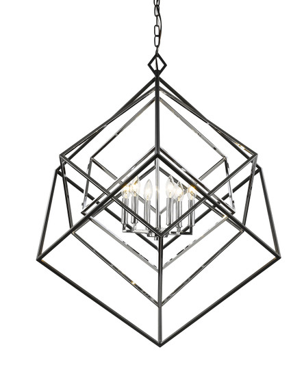 Euclid Six Light Chandelier in Chrome + Matte Black (224|4576CHMB)