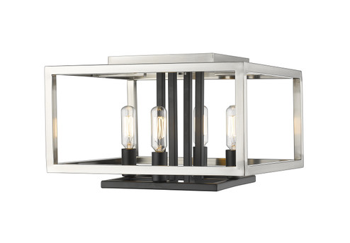 Quadra Four Light Flush Mount in Brushed Nickel + Matte Black (224|456FBNBK)