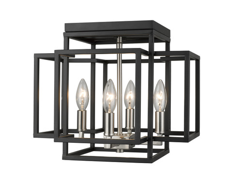 Titania Four Light Flush Mount in Black + Brushed Nickel (224|454FBKBN)