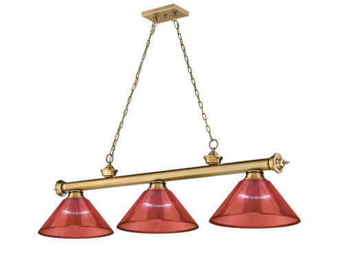 Cordon Three Light Billiard in Rubbed Brass (224|23063RBPRD)