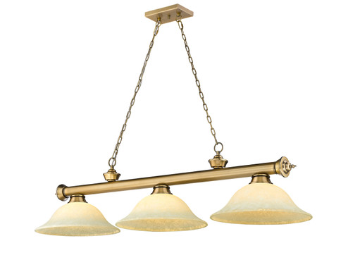 Cordon Three Light Billiard in Rubbed Brass (224|23063RBGM16) Cordon Three Light Billiard in Rubbed Brass (224|23063RBGM16)