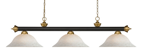 Riviera Three Light Billiard in Bronze + Satin Gold (224|2003BRZSGWM16) Riviera Three Light Billiard in Bronze + Satin Gold (224|2003BRZSGWM16)