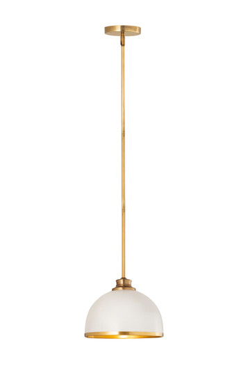 Landry One Light Pendant in Matte White + Rubbed Brass (224|1004P10MWRB)