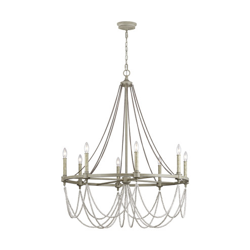 Beverly Eight Light Chandelier in French Washed Oak / Distressed White Wood (454|F33328FWODWW)