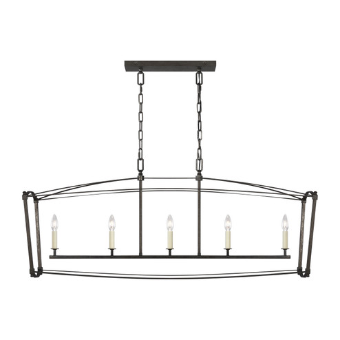 Thayer Five Light Linear Chandelier in Smith Steel (454|F33265SMS)