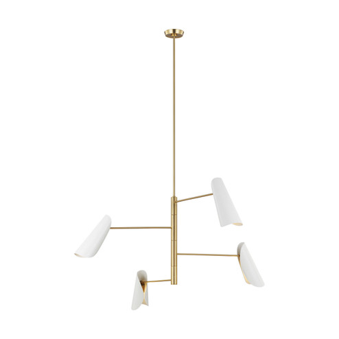 Tresa Four Light Chandelier in Matte White and Burnished Brass (454|AEC1024BBSMWT)