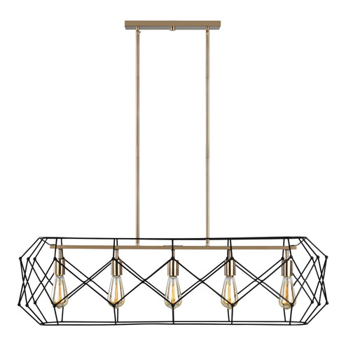 Zarra Five Light Linear Chandelier in Satin Brass (454|6634105848)