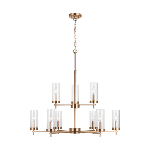 Zire Nine Light Chandelier in Satin Brass (454|3190309EN848)