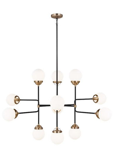 Cafe 12 Light Chandelier in Satin Brass (454|3187912848)