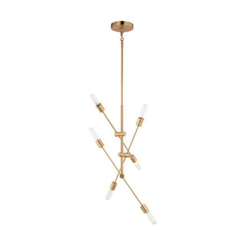 Axis Six Light Chandelier in Satin Brass (454|3100506848)