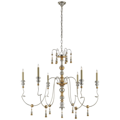 Michele Six Light Chandelier in French Gild Silver and Gold (268|SK5004FG)