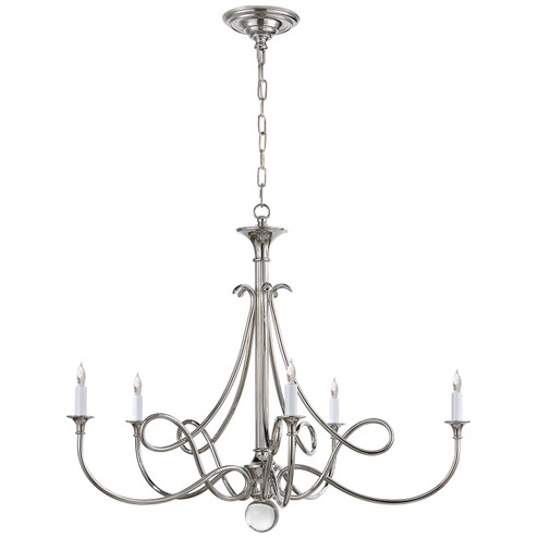 Double Twist Five Light Chandelier in Polished Nickel (268|SC5005PN)
