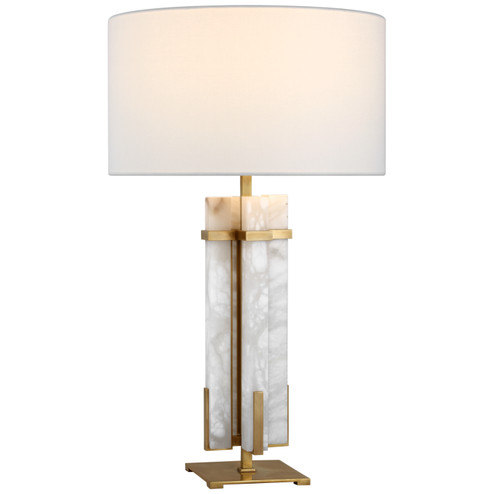 Malik LED Table Lamp in Hand-Rubbed Antique Brass and Alabaster (268|S3910HABALBL)