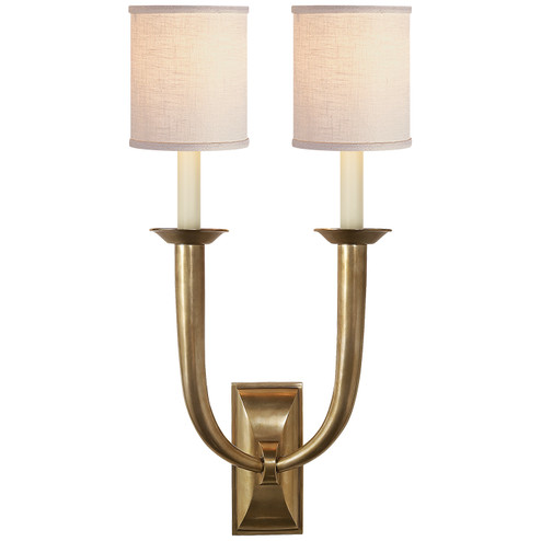 French Deco Horn Two Light Wall Sconce in Hand-Rubbed Antique Brass (268|S2021HABL)