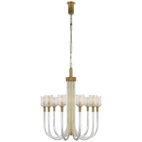 Reverie Ten Light Chandelier in Clear Ribbed Glass and Brass (268|KW5401CRBAB)