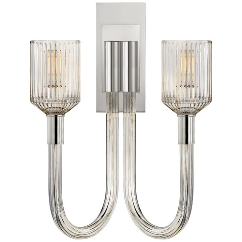 Reverie Two Light Wall Sconce in Clear Ribbed Glass and Polished Nickel (268|KW2404CRBPN)