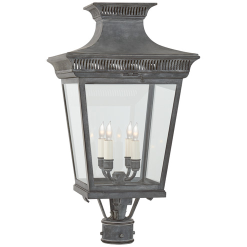 Elsinore Four Light Post Lantern in Weathered Zinc (268|CHO7055WZCG)