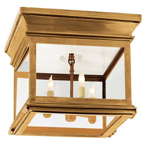 Club Square Three Light Flush Mount in Antique-Burnished Brass (268|CHO4310ABCG)