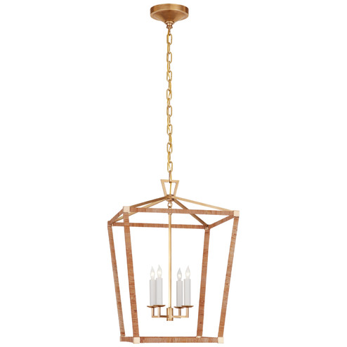 Darlana Wrapped LED Lantern in Antique-Burnished Brass and Natural Rattan (268|CHC5877ABNRT)