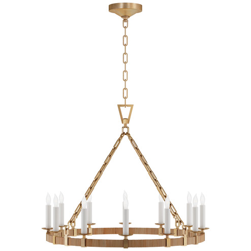 Darlana Wrapped LED Chandelier in Antique-Burnished Brass and Natural Rattan (268|CHC5872ABNRT)