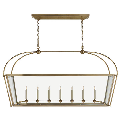 Riverside Seven Light Linear Pendant in Antique-Burnished Brass (268|CHC5438ABCG)