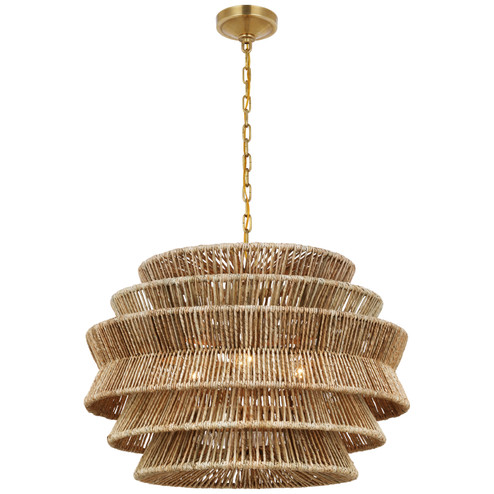 Antigua LED Chandelier in Antique-Burnished Brass and Natural Abaca (268|CHC5016ABNAB)