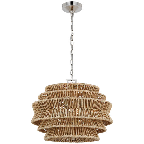 Antigua LED Chandelier in Polished Nickel and Natural Abaca (268|CHC5015PNNAB)