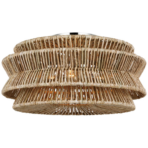 Antigua LED Semi-Flush Mount in Polished Nickel and Natural Abaca (268|CHC4016PNNAB)