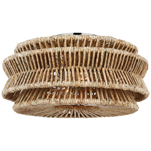 Antigua LED Semi-Flush Mount in Polished Nickel and Natural Abaca (268|CHC4015PNNAB)