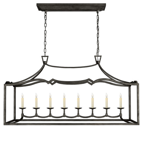 Darlana Fancy Eight Light Linear Pendant in Aged Iron (268|CHC2183AI)