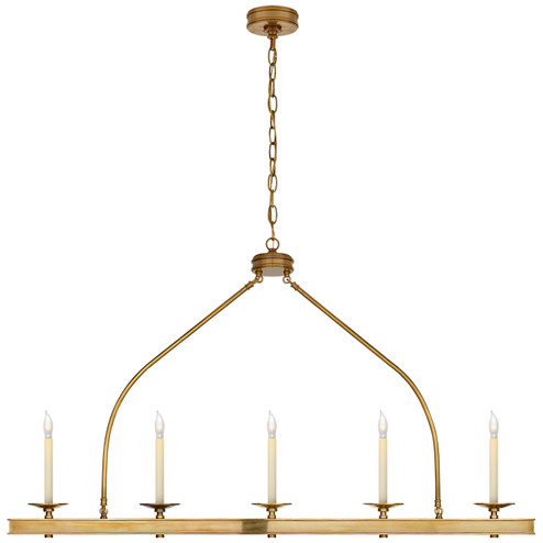 Launceton Five Light Linear Pendant in Antique-Burnished Brass (268|CHC1605AB)