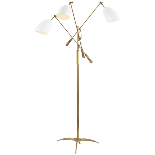 Sommerard Three Light Floor Lamp in Hand-Rubbed Antique Brass and White (268|ARN1009HABWHT) Sommerard Three Light Floor Lamp in Hand-Rubbed Antique Brass and White (268|ARN1009HABWHT)