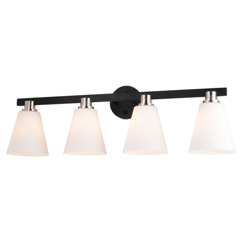Vermont Four Light Vanity in Matte Black/Satin Nickel (63|W0407)