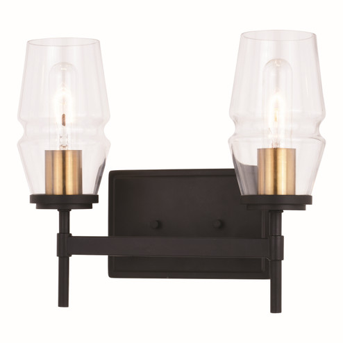 Warren Two Light Vanity in Matte Black and Brushed Brass (63|W0392)