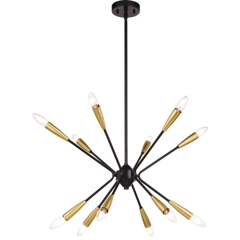Ellis 12 Light Pendant in Matte Black/Satin Brass (63|P0375)