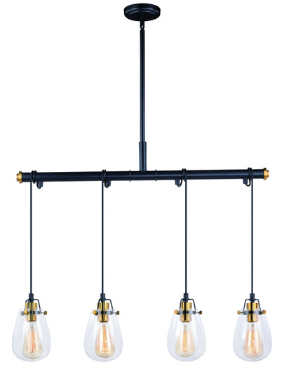 Kassidy Four Light Linear Chandelier in Black and Natural Brass (63|P0234)
