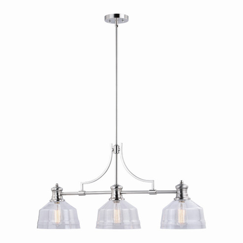 Beloit Three Light Linear Chandelier in Satin Nickel (63|H0221)