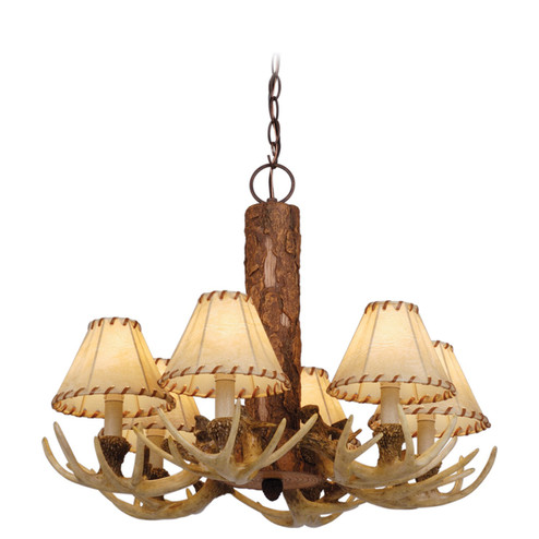 Lodge Six Light Chandelier in Noachian Stone (63|CH33006NS)