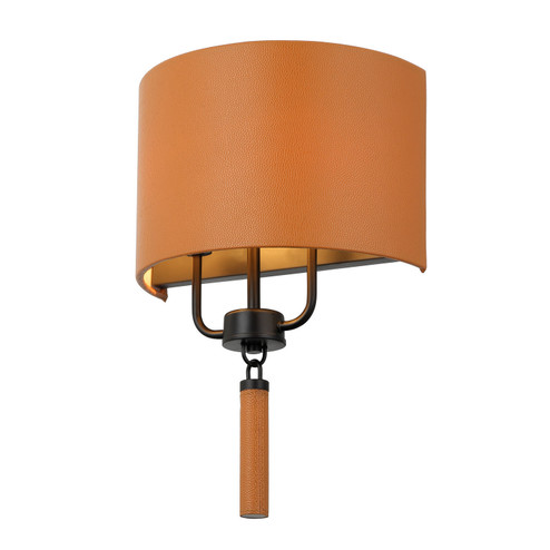 Secret Agent Two Light Wall Sconce in Black/Camel Leather (137|368W02BLC)