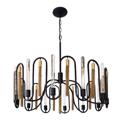 Darden 12 Light Pendant in Matte Black/Antique Gold (137|354P12MBAG)