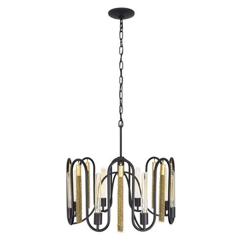 Darden Eight Light Pendant in Matte Black/Antique Gold (137|354P08MBAG)