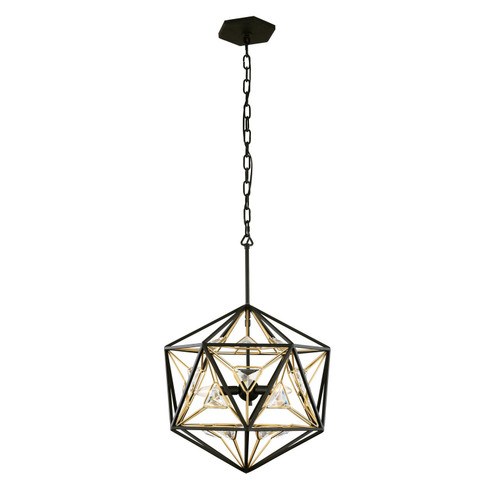 Marcia Three Light Pendant in Matte Black/French Gold (137|353P03MBFG)