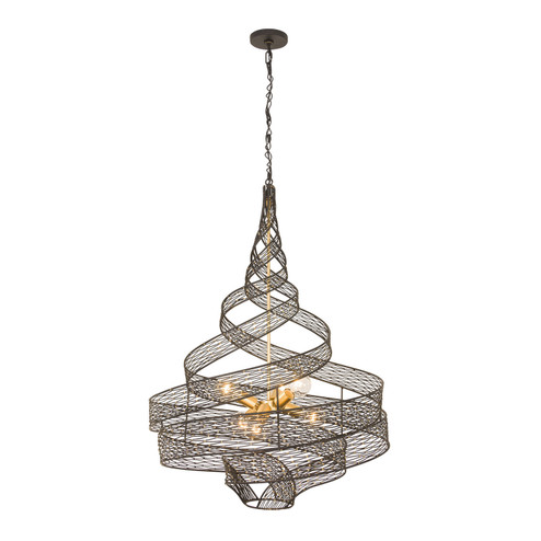 Flow Six Light Pendant in Matte Black/French Gold (137|240P06MBFG)