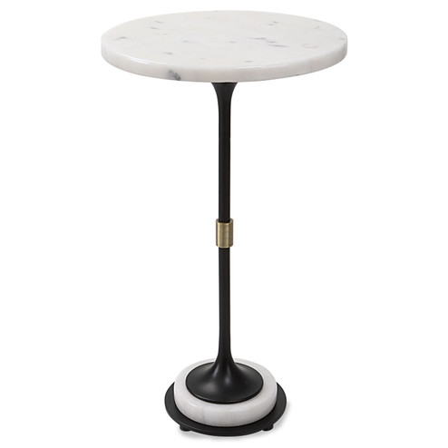 Sentry Accent Table in Black Iron With Antique Brushed Brass (52|25231)